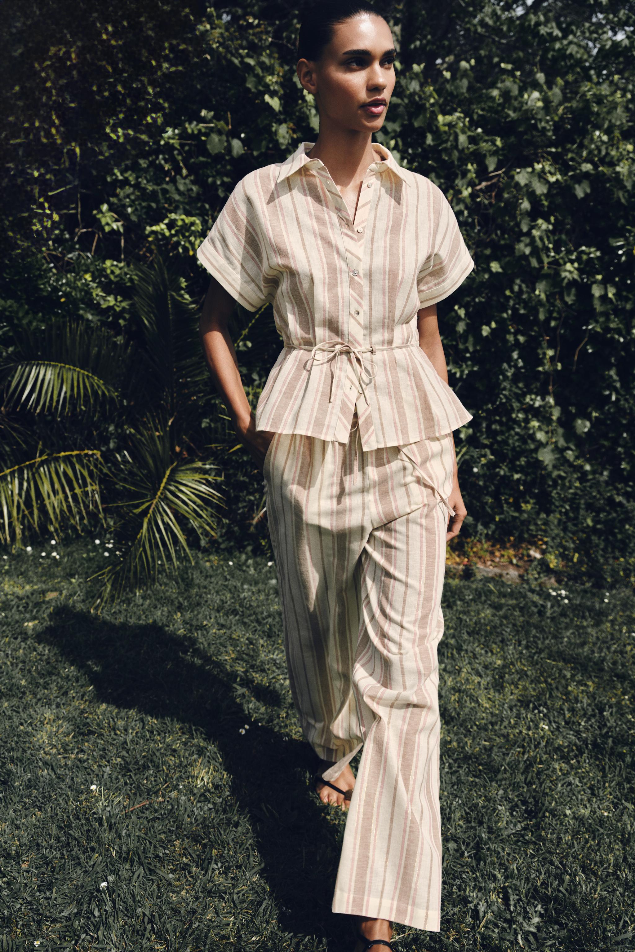 METALLIC THREAD STRIPED SHIRT
